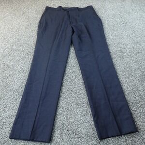 Coogi Pants Mens 38X32 Blue Wool Chino Trouser Dress Slacks Flat Front Career